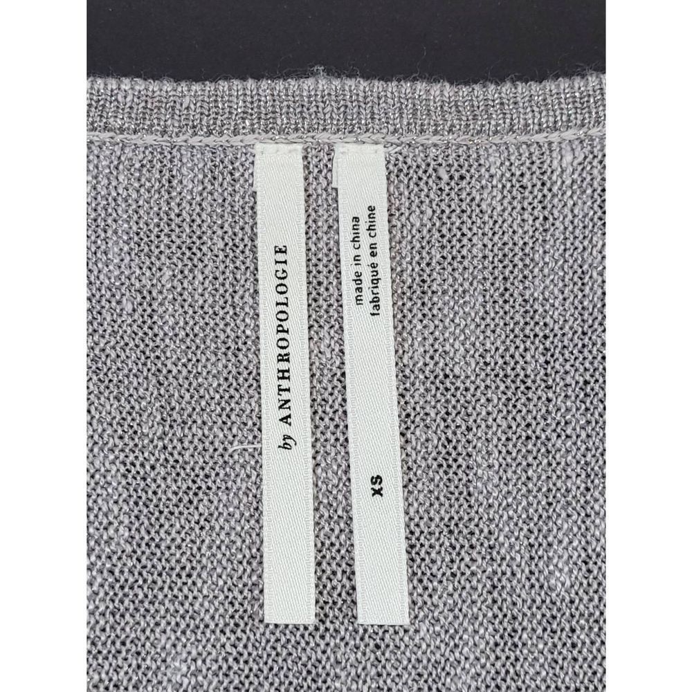 Anthropology Women's Short Dolman Sleeves Oversized Knit Silver Sweater Size XS - Picture 4 of 11